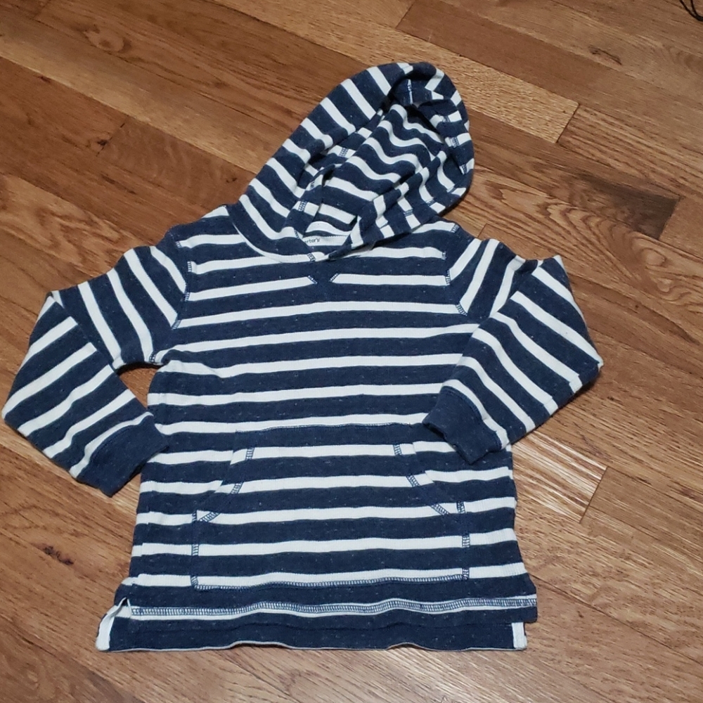 Blue white striped hoodie
